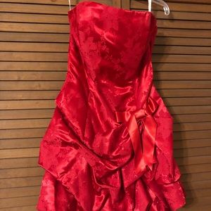 Red floral print dress